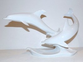 VINTAGE LARGE ALBOTH &amp; KAISER WHITE PORCELAIN DOUBLE DOLPHIN SCULPTURE/F... - $95.82