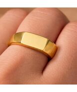 Gold Plated Signet Ring 925 Solid Silver Gold Promise Ring for Mens Fine... - $110.00