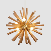 Contemporary Wooden Brass Sputnik Chandelier Burst Light Fixture - £392.31 GBP