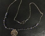 Sterling Silver Chain with Purple Plastic Beads and CMK Circle Pendant 16 - £11.04 GBP