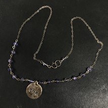 Sterling Silver Chain with Purple Plastic Beads and CMK Circle Pendant 16 - £10.99 GBP