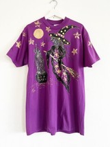 Vintage Halloween Purple Shirt Witch Star Jeweled 90s Wild Hare XL Singl... - £31.59 GBP