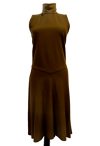 DKNY Brown Midi Dress Womens Size S Mock-neck Sleeveless - £15.79 GBP