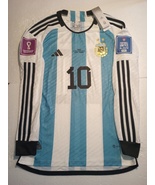 Lionel Messi Argentina 2022 World Cup Final Match Home Long Sleeve Socce... - $110.00