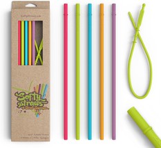 Long Silicone Straws With Stoppers for Tumblers - Slender Silicon Rubber Reusabl - £24.78 GBP