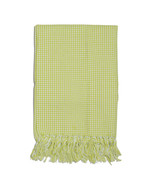 Lemon Green &amp; White 100% Cotton Knit Waffle Throw/Blanket w/Fringe New! ... - £15.93 GBP