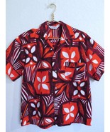 Vintage MCM Mr. Kailua Men&#39;s Hawaiian Shirt M Flower Tiki Print Orange P... - £39.22 GBP
