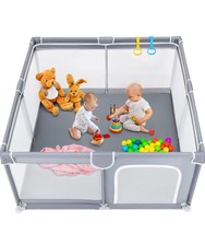 Baby Playpen Large Play Yard Fence for Toddlers, 50X50” Gray - £37.92 GBP