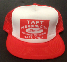 Vtg Taft Plumbing Snapback Mesh Trucker Baseball Hat Country 1980&#39;s Plum... - £22.80 GBP