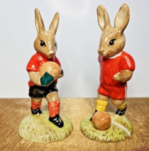 Royal Doulton Bunnykins Goalkeeper &amp; Footballer Player Figurines DB118 D... - $889.99