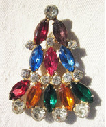 Christmas Tree Abstract Pin Brooch Marquise and Round Faceted Crystals V... - $42.75