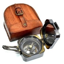 1917 Brunton Compass Antique Brass Kelvin &amp; Hughes Compass with Leather ... - $31.72