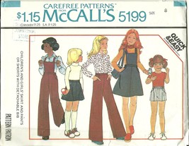 McCall&#39;s Sewing Pattern 5199 Girls Skirt Jumper Overalls Pants Shorts Size 8 New - £7.96 GBP