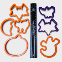 Halloween Cookie Cutters Safe Plastic 7 Piece Ghost Pumpkin Bat Cat Moon - £4.93 GBP