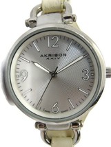 Akribos XXIV AK761TN Swiss Quartz Leather Strap Silver Tone White Women&#39;... - £38.93 GBP