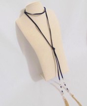 INC  12&quot; Gold Tone Choker Long Y Beaded Necklace E599 - £6.61 GBP