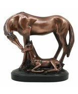 Farm Country Horse Family Mare and Foal Bronze Electroplated Resin Figurine - $69.70 CAD