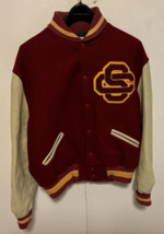 Vintage Jackets  USC Trojans Wool Leather Letterman Jacket Men’s L south... - £217.62 GBP