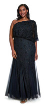 Adrianna Papell Midnight/Black Beaded One Shoulder Formal Dress Plus 20W   $379 - £212.87 GBP