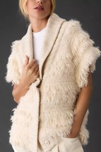 Anthropologie Off White/Ivory Sleeveless Sweater Vest Petite PM / PL Shaggy NWT - £44.11 GBP