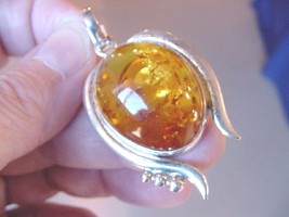 (p60-29) 12 Grams Amber Poland .925 Sterling Silver Abstract Woman Girl Pendant - $126.21