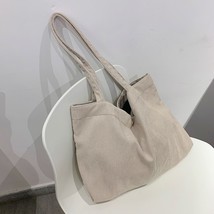 Women&#39; Shopper Shopping Bag Corduroy Tote Bag Female Handbags Casual Environment - £21.16 GBP