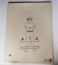 Vtg American National Red Cross Basic First Aid Drawing 2 Side Ephemera ... - $29.99
