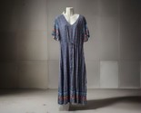 PrettyCa Den Short Sleeved Prarie Maxi Dress Womens Size XL Blue Floral ... - $25.69