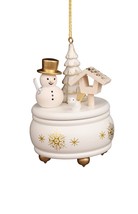 10-0922 - Christian Ulbricht Ornament - White Music Box With Snowman - 3&quot;H x ... - £34.66 GBP