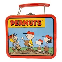 Peanuts Mini Lunch Box Collector&#39;s Tin 1997 Baseball Snoopy Charlie Lucy Linus - £19.45 GBP