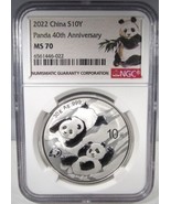 2022 China $10Y Panda 40th Anniversary NGC MS70 AN914 - £69.28 GBP