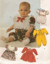 Infants Adorable Snap Crotch Jumpsuit Romper Dress Sew Pattern NB-L Uncut - £10.41 GBP