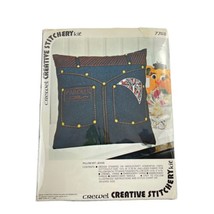 Vogart Crewel Creative Stitchery 774B Jeans Pillow Kit Vintage 1975 Country - £15.44 GBP