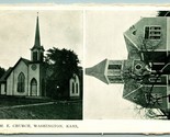 Presbyterian &amp; Methodist Episcopal Church Washington Kansas KS DB Postca... - $9.85