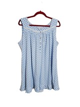 EILEEN WEST Large Medallion Print Cotton Chemise Night Gown Lace Feminin... - $29.99