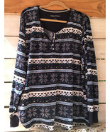 NAUTICA Plus Wm. 3X PJ Pajamas Soft Fleece Lounge Shirt only L/S Blue Sn... - £11.81 GBP