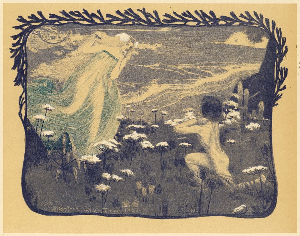 1897 orig. litho L&#39;Estampe Moderne &quot;L&#39;Illusion&quot; (The Illusion) by Desfon... - $152.78