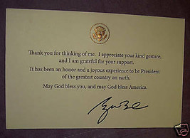 Pres Gw Bush Card Thank U &amp; God Bless America White House Gold Eagle Seal Rare - £11.24 GBP