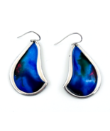 Sterling Silver Blue Enameled Dangle Earrings - £20.35 GBP