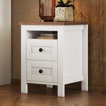 Farmhouse 2-Drawer Nightstand - White+Brown - $156.99