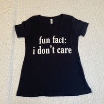 Women&#39;s “fun fact: i don’t care” Graphic Short Sleeve T-Shirt Black L - £11.18 GBP