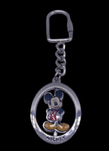 Mickey Mouse Keychain Ring Fob Key Chain Disney Silver Metal Quality Wei... - $9.49