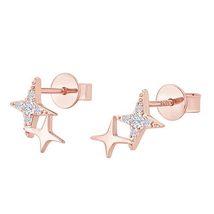 Moissanite Diamond Star Stud Earrings in 925 Sterling Silver 18K Gold Pl... - £38.67 GBP