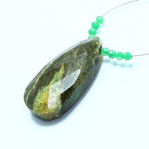 Green Jasper Faceted Pear Green Onyx Beads Briolette Natural Loose Gemstone - £2.35 GBP
