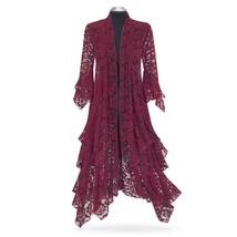 DEEP BURGUNDY ARTDECO STEVIE NICK&#39;S STYLE LACE GYPSY BOHEMIAN DELUXE DUSTER - £191.33 GBP