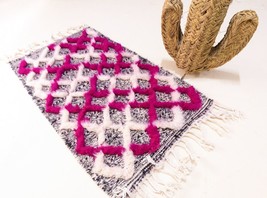 Small Kilim Rug, Pink Moroccan Flat Weaved Rug 2x3, Berber Morocco Bath Mat - $98.01