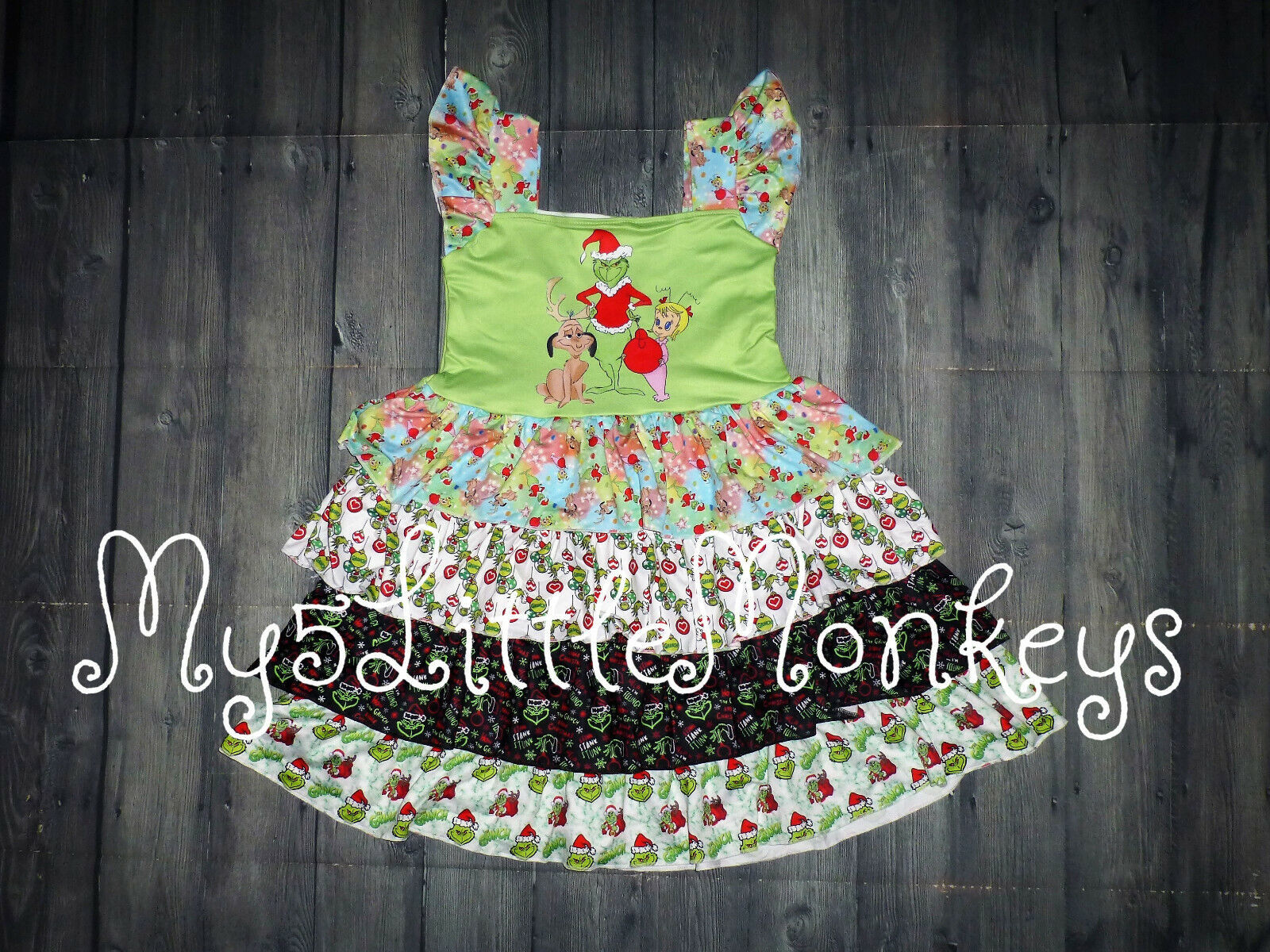 NEW Boutique Dr Seuss Grinch Stole Christmas Ruffle Twirl Girls Dress - $3.89+