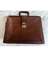 Vintage Renwick Brown Leather Briefcase Bag Attache Clamshell - $87.03