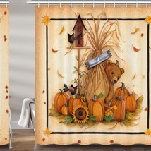 Fall Thanksgiving Shower Curtain 72x72 with 12 Hooks - $54.44