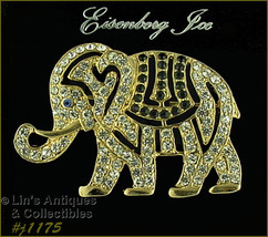 Eisenberg Ice Circus Elephant Brooch Rhinestone Covered (#J1175) - £40.30 GBP